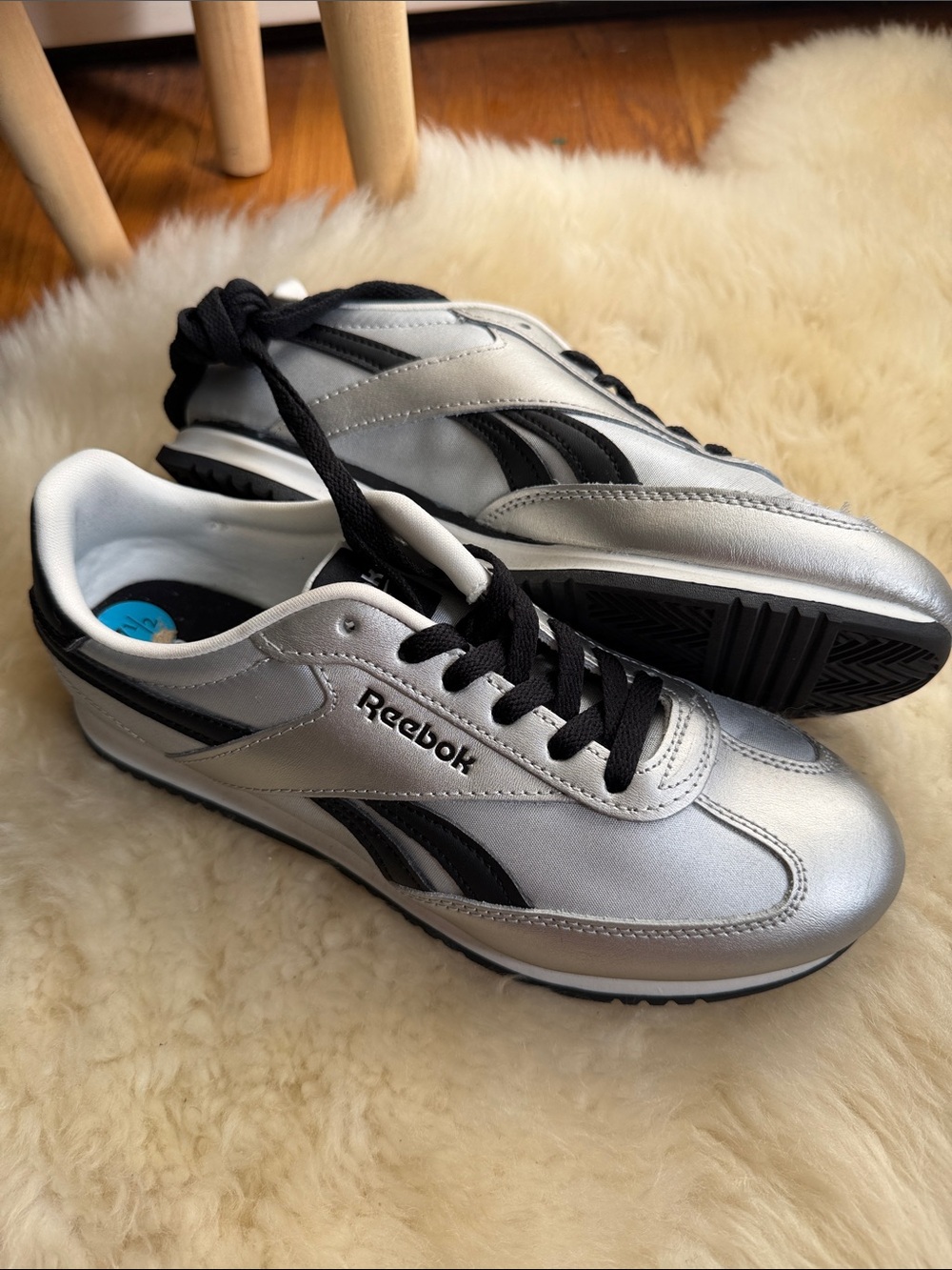 Reebok Silver and Black Sneakers
